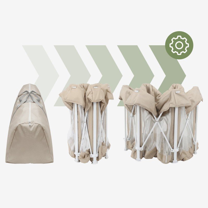 Tulano Tarc de joaca pliabil pentru copii Cozy 30 Beige utilizare interiorexterior usa cu fermoarpereti din plasa respirabila geanta transport