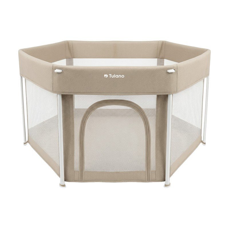 Tulano Tarc de joaca pliabil pentru copii Cozy 30 Beige utilizare interiorexterior usa cu fermoarpereti din plasa respirabila geanta transport