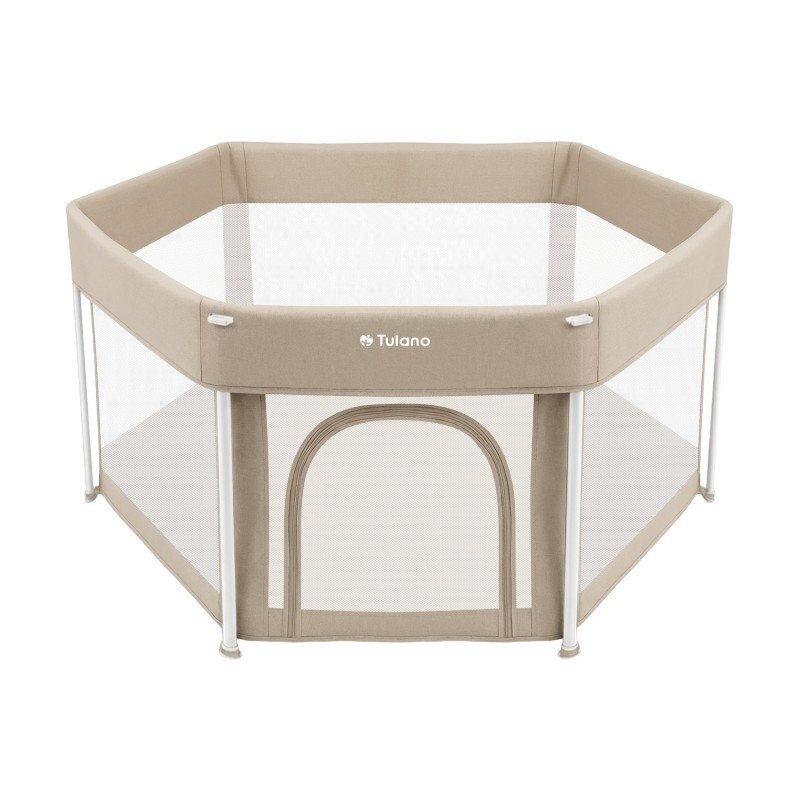 Tulano Tarc de joaca pliabil pentru copii Cozy 30 Beige utilizare interiorexterior usa cu fermoarpereti din plasa respirabila geanta transport