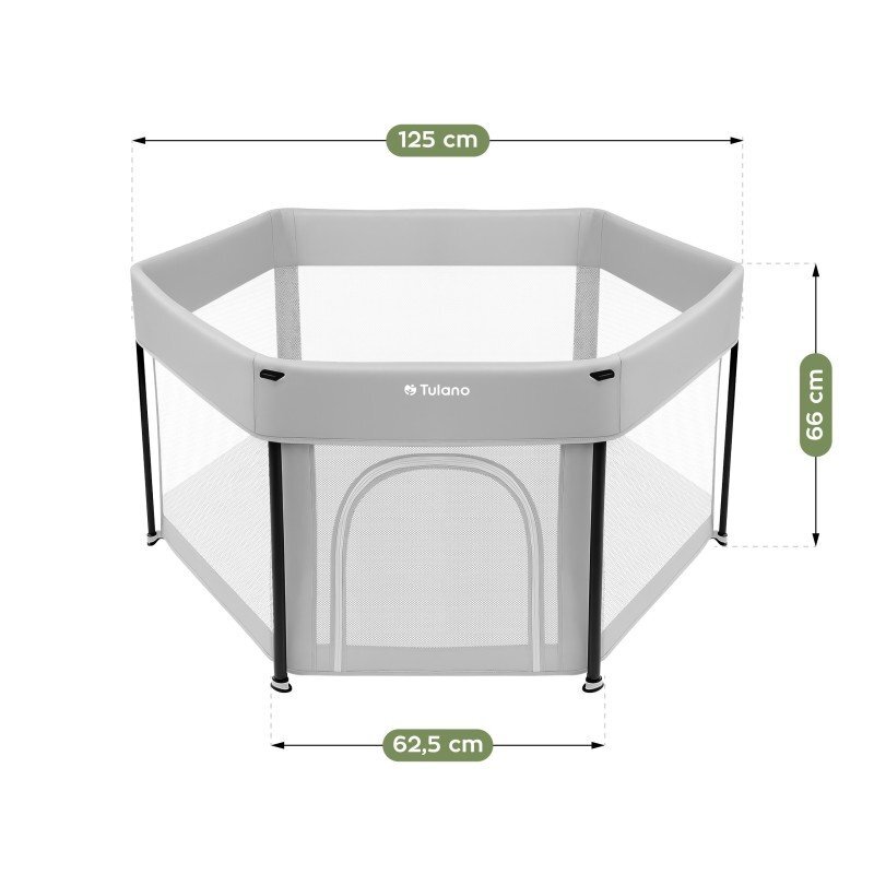 Tulano Tarc de joaca pliabil pentru copii Cozy 30 Grey utilizare interiorexterior usa cu fermoarpereti din plasa respirabila geanta transport