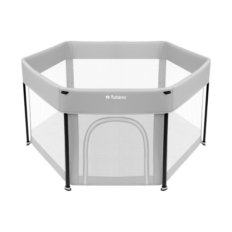 Tulano Tarc de joaca pliabil pentru copii Cozy 30 Grey utilizare interiorexterior usa cu fermoarpereti din plasa respirabila geanta transport