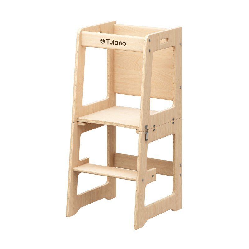 Tulano Turn de invatare multifunctional 3-in-1 Mooby 35 Natural cu structura rezistenta din MDF laminatmargini rotunjitetabla de desen integratabariera de sigurantagreutate admisa 60 kg