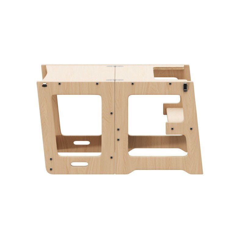 Tulano Turn de invatare multifunctional 3-in-1 Mooby 35 Natural cu structura rezistenta din MDF laminatmargini rotunjitetabla de desen integratabariera de sigurantagreutate admisa 60 kg