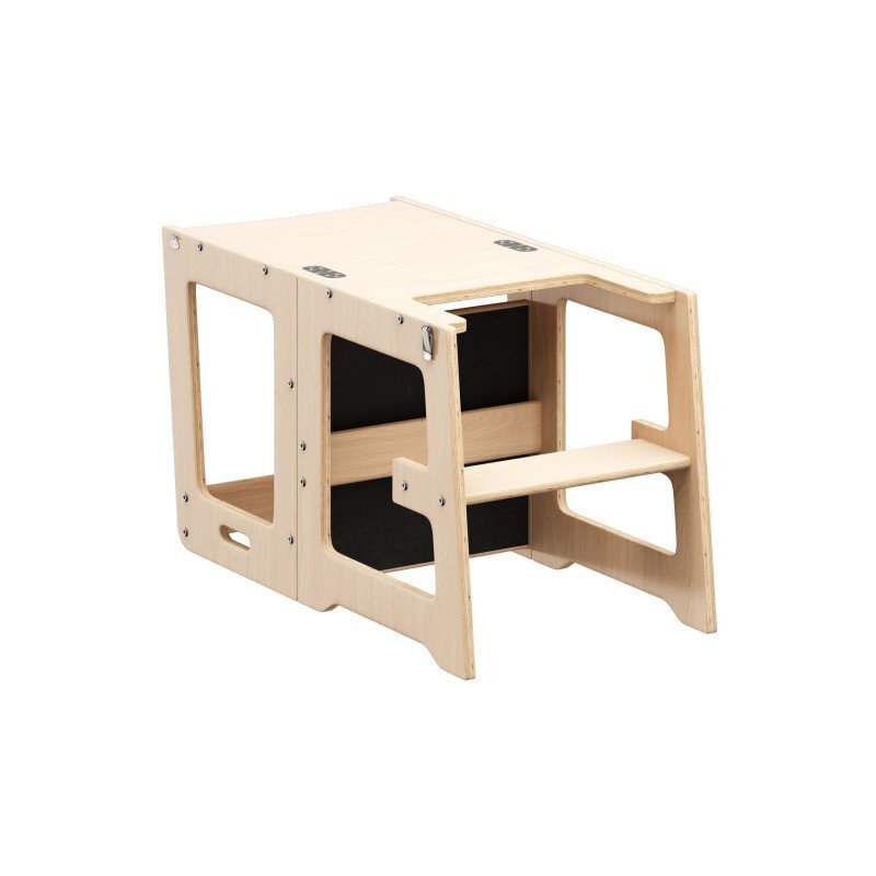 Tulano Turn de invatare multifunctional 3-in-1 Mooby 35 Natural cu structura rezistenta din MDF laminatmargini rotunjitetabla de desen integratabariera de sigurantagreutate admisa 60 kg