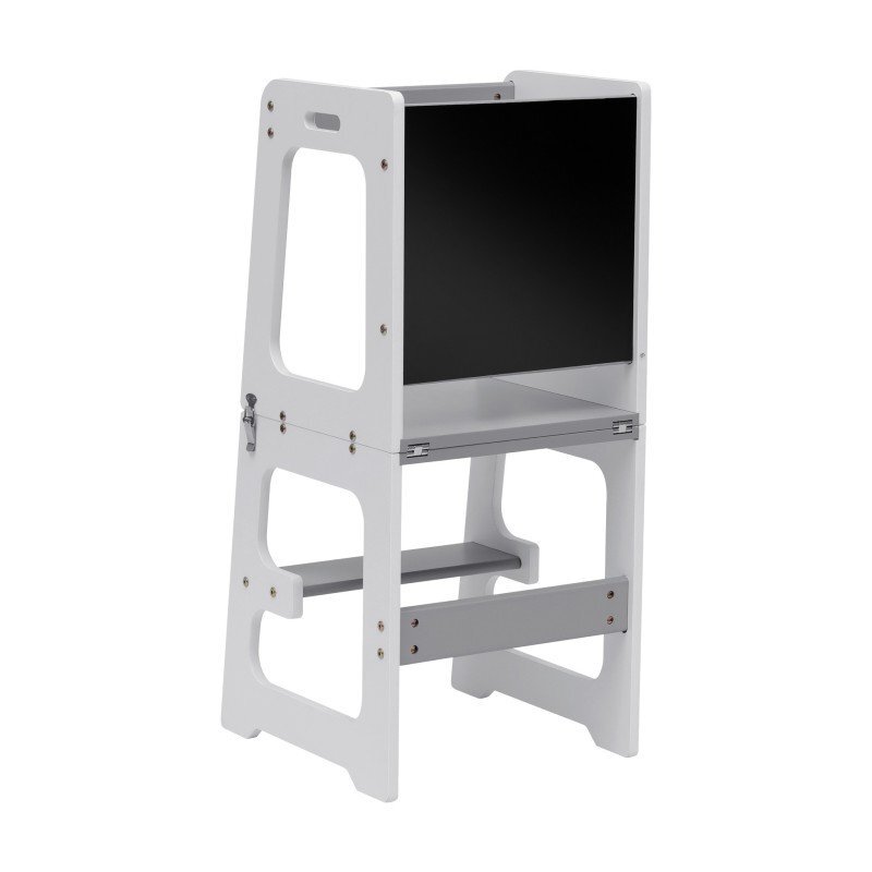 Tulano Turn de invatare multifunctional 3-in-1 Mooby 35 White cu structura rezistenta din MDF laminatmargini rotunjitetabla de desen integratabariera de sigurantagreutate admisa 60 kg