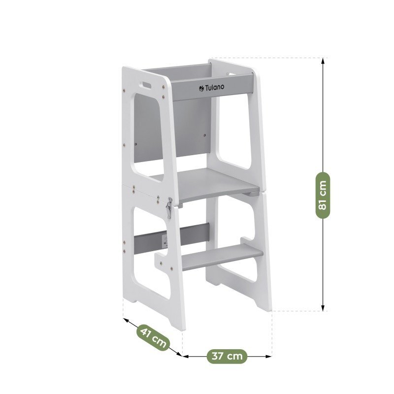 Tulano Turn de invatare multifunctional 3-in-1 Mooby 35 White cu structura rezistenta din MDF laminatmargini rotunjitetabla de desen integratabariera de sigurantagreutate admisa 60 kg