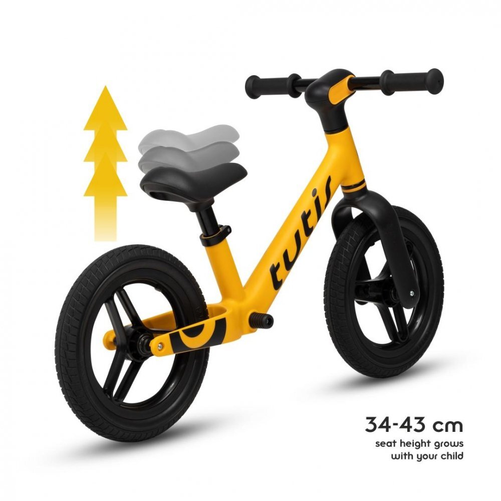 Tutis Bicicleta pentru copii fara pedale Albastru 12 inch cu sezut reglabil si suport picioare recomandata copiilor cu o inaltime de 90-115 cm scaun reglabil pe inaltime