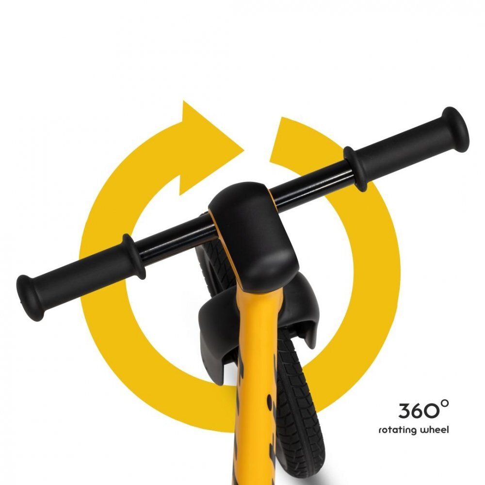 Tutis Bicicleta pentru copii fara pedale Galben 12 inch cu sezut reglabil si suport picioare recomandata copiilor cu o inaltime de 90-115 cm scaun reglabil pe inaltime