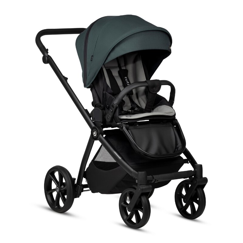 Tutis Carucior 2 in 1 Mio 3+ Pacific Green 240 din piele sezut reversibil amortizoare duble maner reglabil accesorii incluse