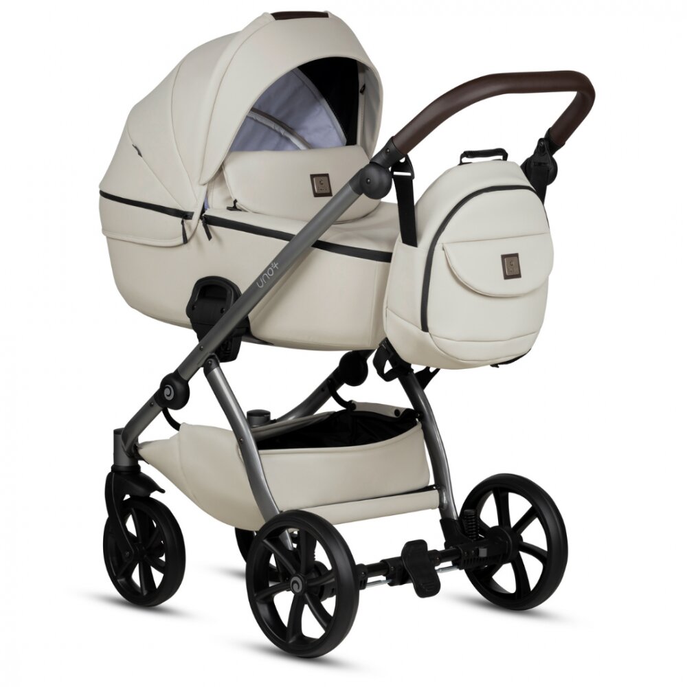 Tutis Carucior 2 in 1 Uno 5+ Black Sesame 168 din piele ecologica sezut reversibil spatar reglabil roti cu blocare bara detasabila accesorii incluse