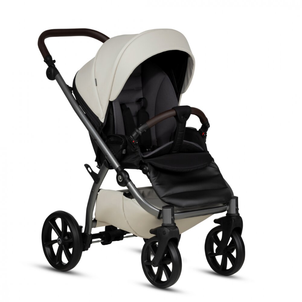 Tutis Carucior 2 in 1 Uno 5+ Black Sesame 168 din piele ecologica sezut reversibil spatar reglabil roti cu blocare bara detasabila accesorii incluse