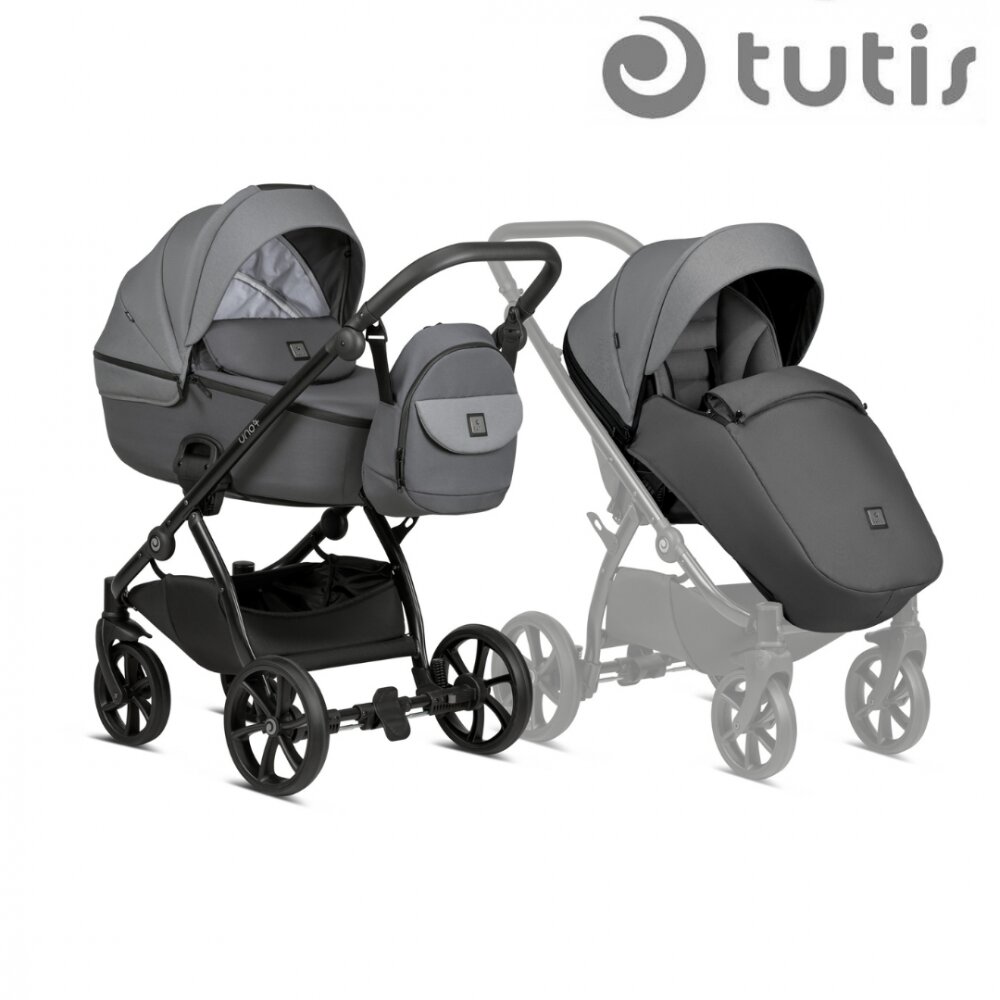 Tutis Carucior 2 in 1 Uno 5+ Grey 022 sezut reversibil spatar reglabil roti cu blocare bara detasabila accesorii incluse