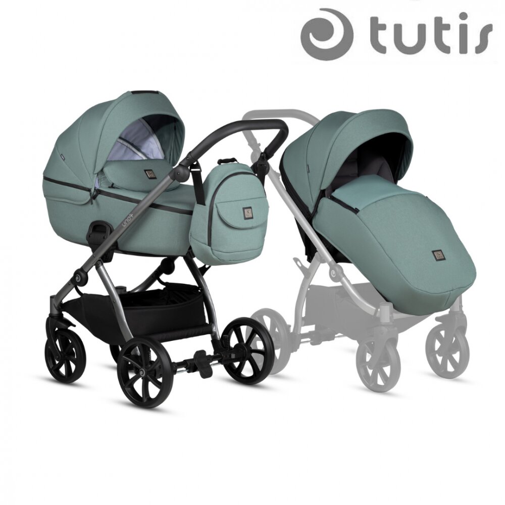 Tutis Carucior 2 in 1 Uno 5+ Menta 143 sezut reversibil spatar reglabil roti cu blocare bara detasabila accesorii incluse