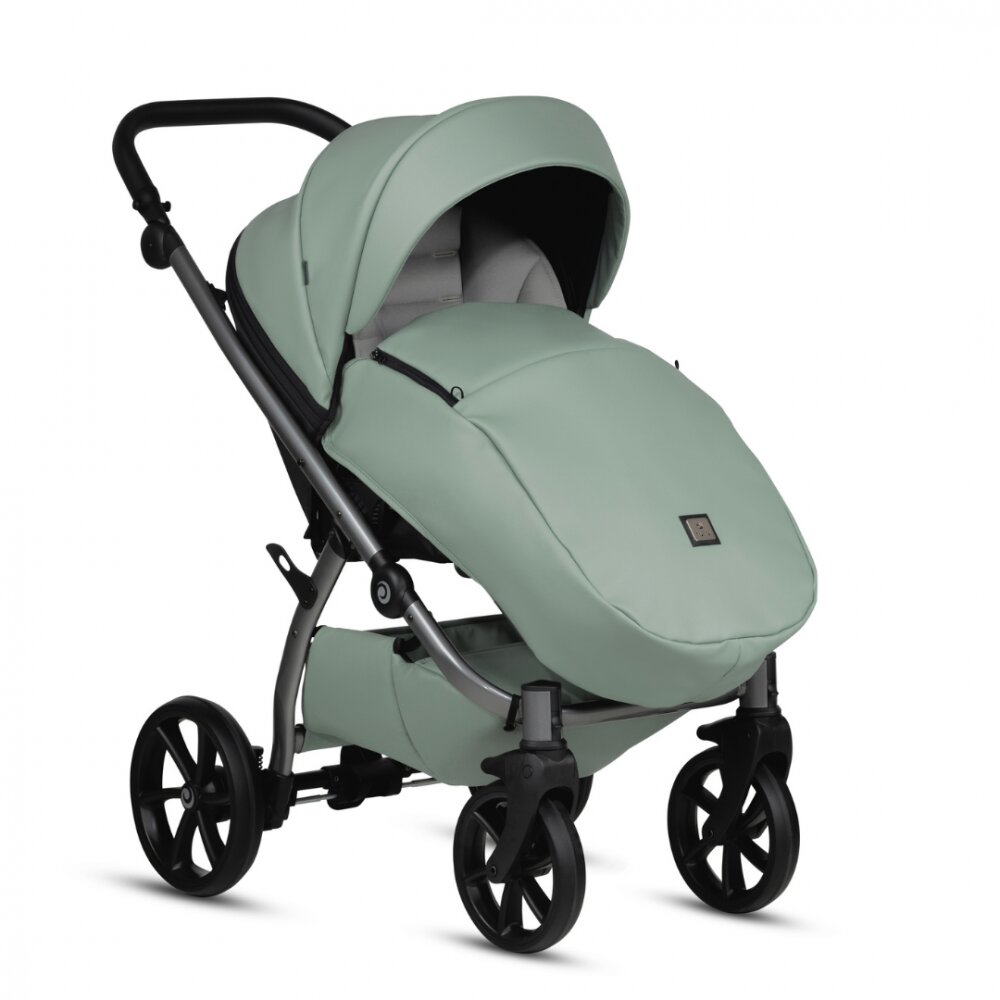 Tutis Carucior 2 in 1 Uno 5+ Sage 039 din piele ecologica sezut reversibil spatar reglabil roti cu blocare bara detasabila accesorii incluse