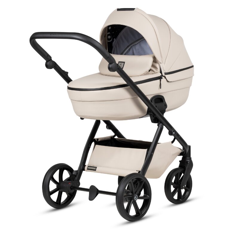 Tutis Carucior 2 in 1 Uno 6+ Latte 151 din piele sezut reversibil spatar reglabil cadru din aluminiu amortizoare roti cu blocare greutate admisa 22 kg