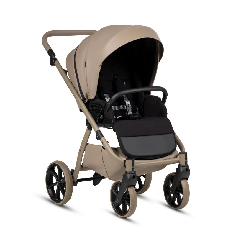 Tutis Carucior 2 in 1 Uno 6+ Nocciola 185 din piele sezut reversibil spatar reglabil cadru din aluminiu amortizoare roti cu blocare greutate admisa 22 kg