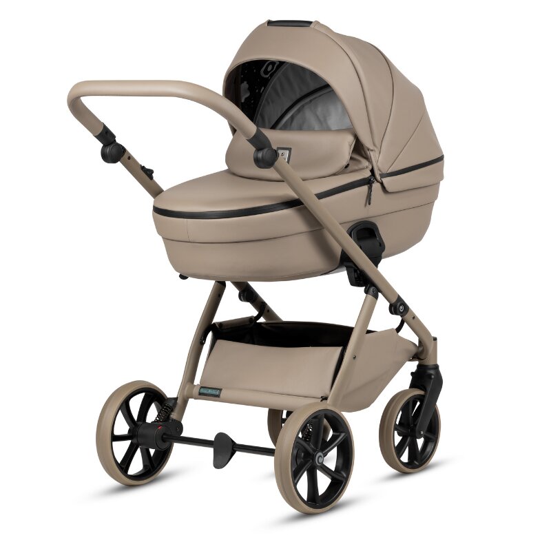 Tutis Carucior 2 in 1 Uno 6+ Nocciola 185 din piele sezut reversibil spatar reglabil cadru din aluminiu amortizoare roti cu blocare greutate admisa 22 kg