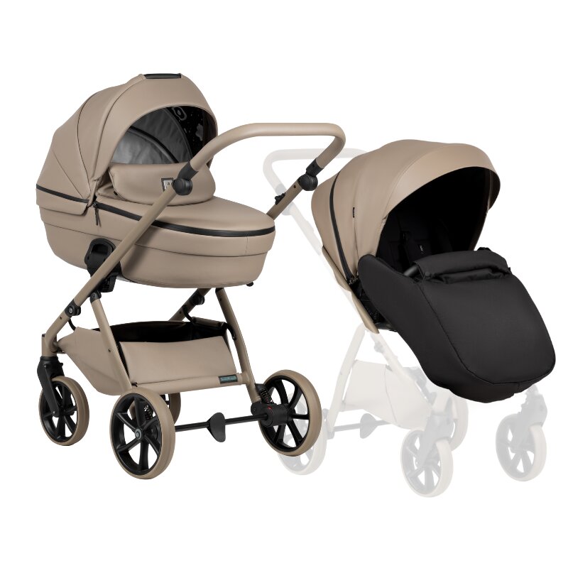 Tutis Carucior 2 in 1 Uno 6+ Nocciola 185 din piele sezut reversibil spatar reglabil cadru din aluminiu amortizoare roti cu blocare greutate admisa 22 kg