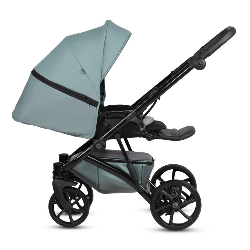 Tutis Carucior 2 in 1 Viva 5+ Turquoise 063 din piele ecologica sezut reversibil spatar reglabil roti cu blocare bara detasabila accesorii incluse