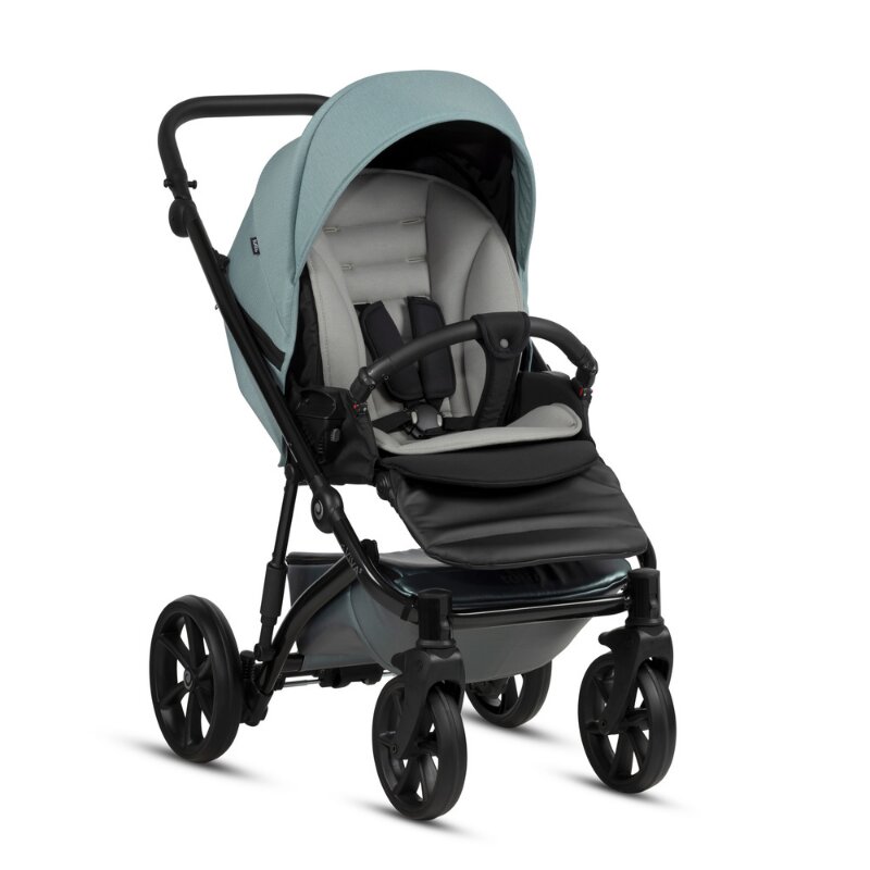 Tutis Carucior 2 in 1 Viva 5+ Turquoise 063 din piele ecologica sezut reversibil spatar reglabil roti cu blocare bara detasabila accesorii incluse