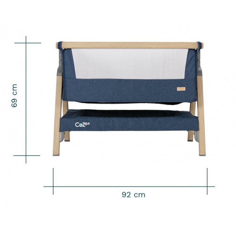 Tutti Bambini Patut 2 in 1 co-sleeper CoZee Oak Sterling Silver reglabil pe inaltime pozitie anti-reflux spatiu depozitare saltea si geanta de transport incluse