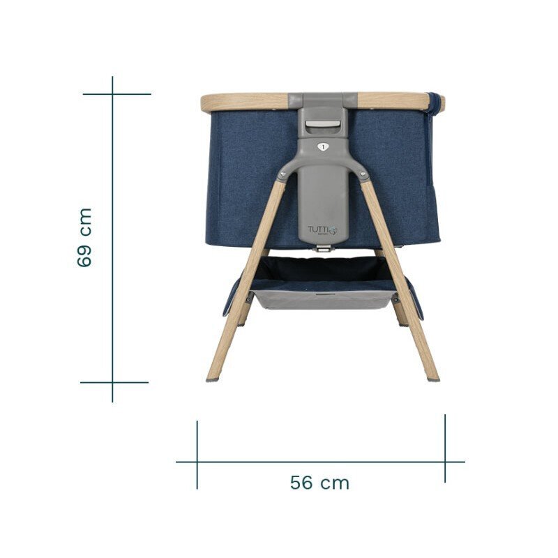 Tutti Bambini Patut 2 in 1 co-sleeper CoZee Oak Sterling Silver reglabil pe inaltime pozitie anti-reflux spatiu depozitare saltea si geanta de transport incluse