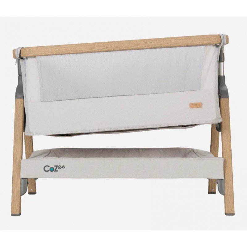 Tutti Bambini Patut 2 in 1 co-sleeper CoZee Oak Sterling Silver reglabil pe inaltime pozitie anti-reflux spatiu depozitare saltea si geanta de transport incluse