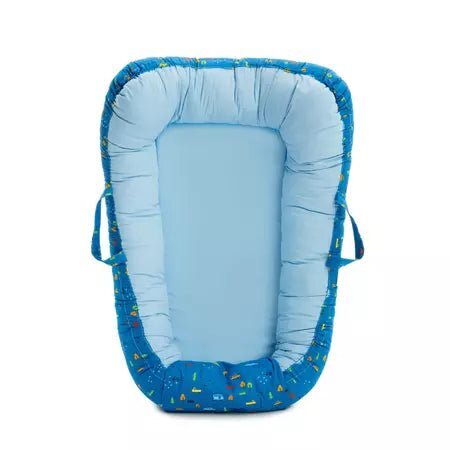 TWINDECO Baby Nest cu doua fete si manere Albastru cu masinute
