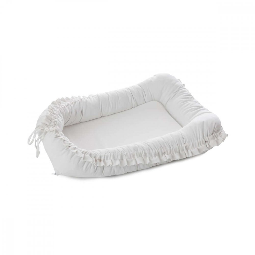 TWINDECO Baby Nest din bumbac organic cu volanase Alb