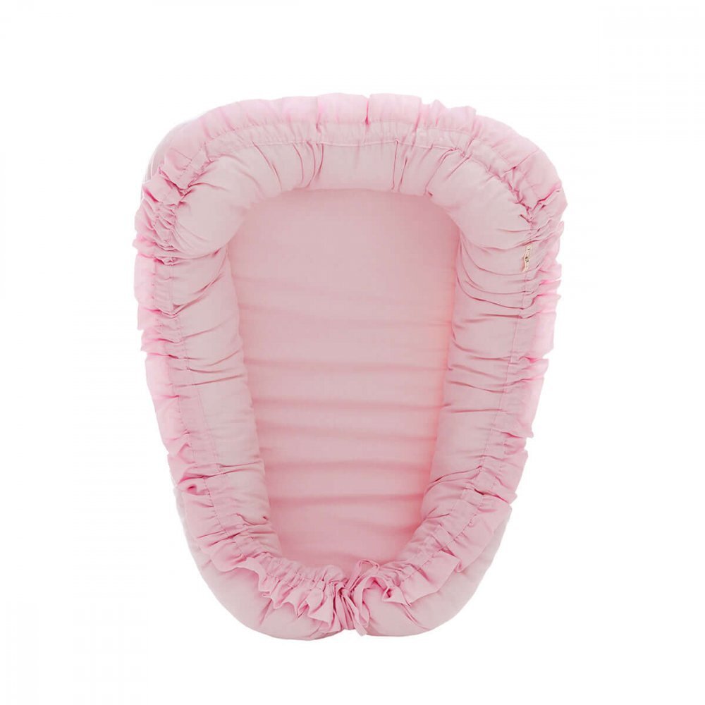 TWINDECO Baby Nest din bumbac organic cu volanase Roz