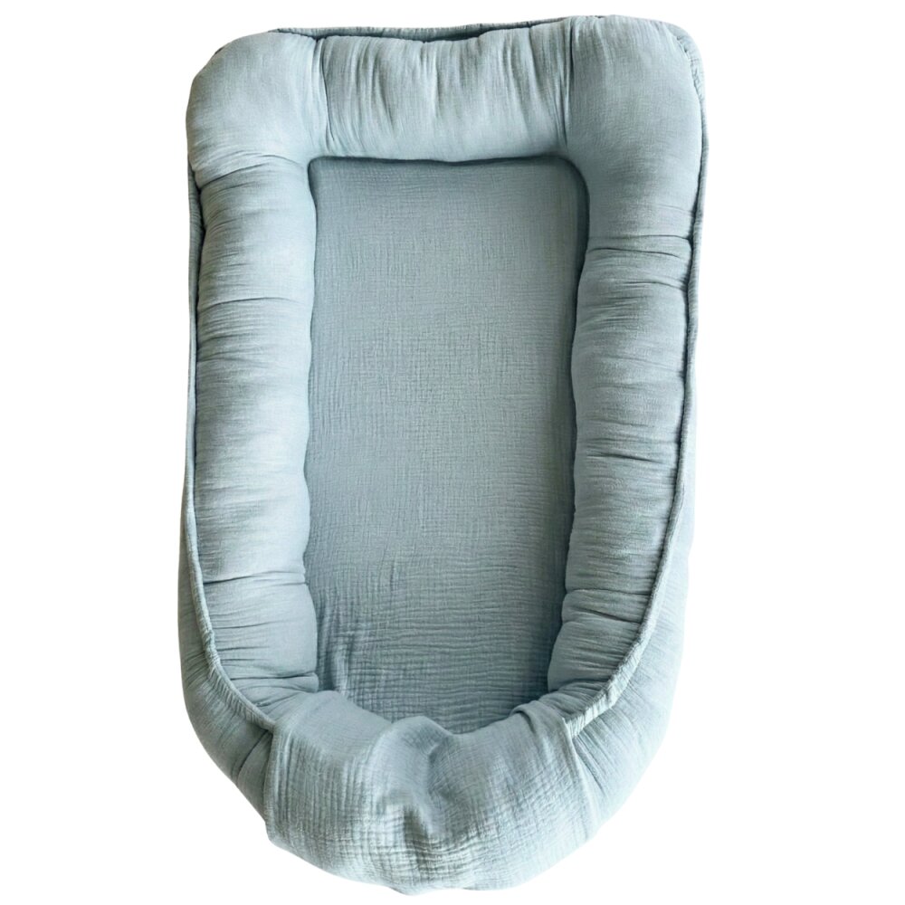 TWINDECO Baby Nest din muselina Baby blue