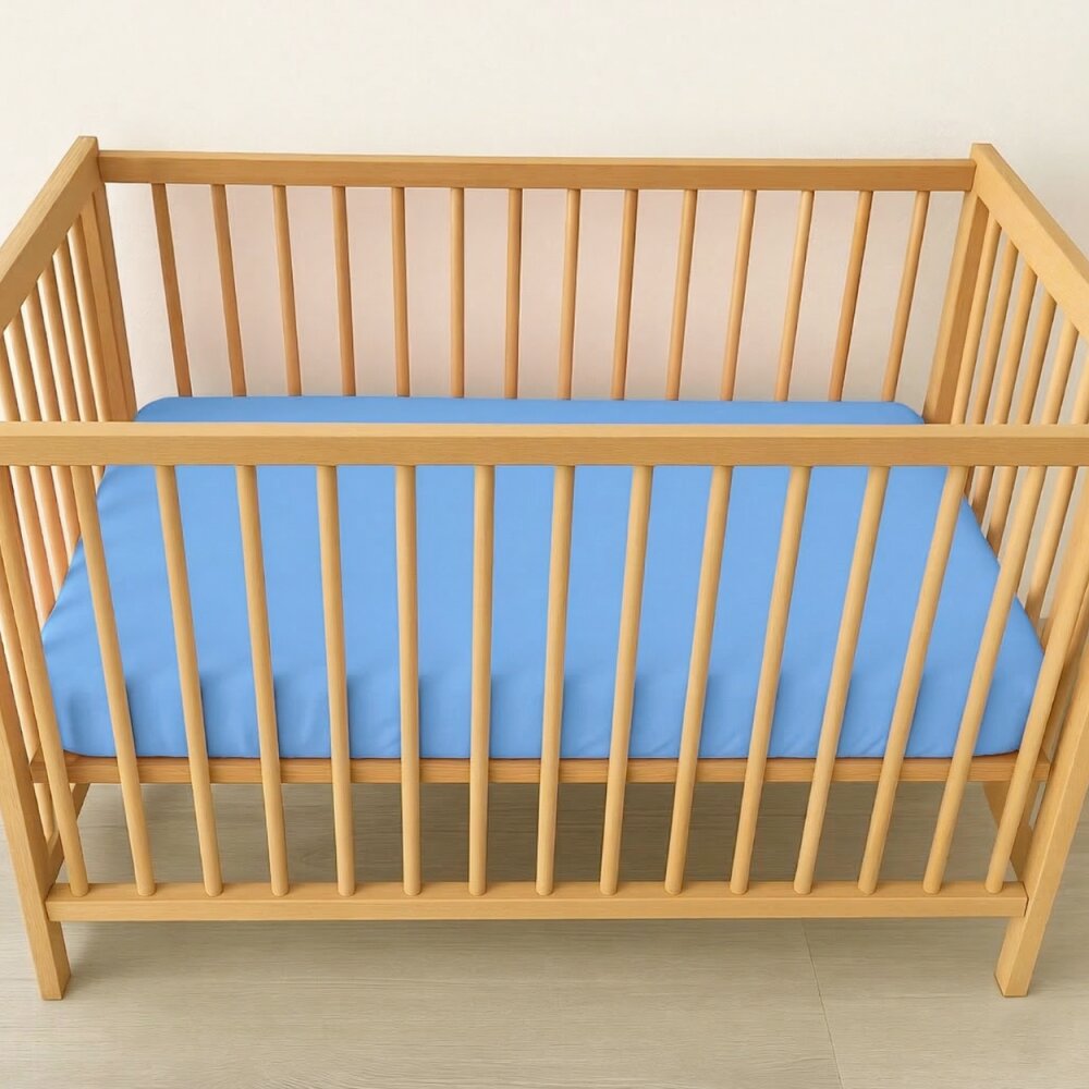 TWINDECO Cearceaf 2 in 1 impermeabil din bumbac organic 120x60 cm Albastru