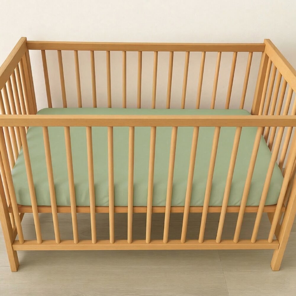 TWINDECO Cearceaf 2 in 1 impermeabil din bumbac organic 120x60 cm Menta