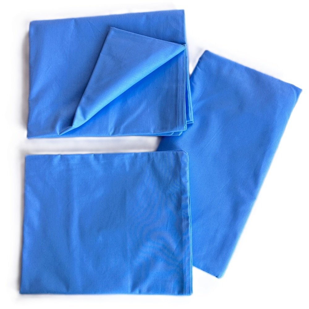 TWINDECO Lenjerie cu 3 piese din bumbac organic pentru patut 120x60 cm Albastru
