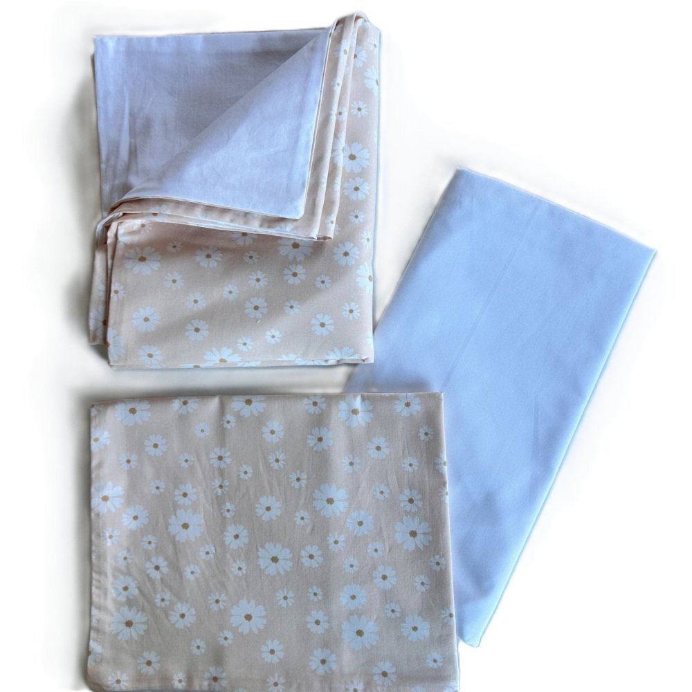 TWINDECO Lenjerie cu 3 piese din bumbac organic pentru patut 120x60 cm Margarete