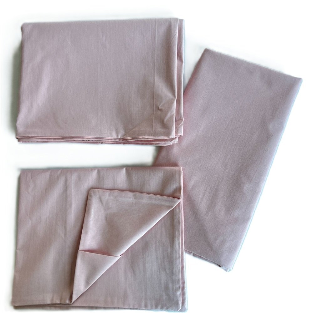 TWINDECO Lenjerie cu 3 piese din bumbac organic pentru patut 120x60 cm Roz