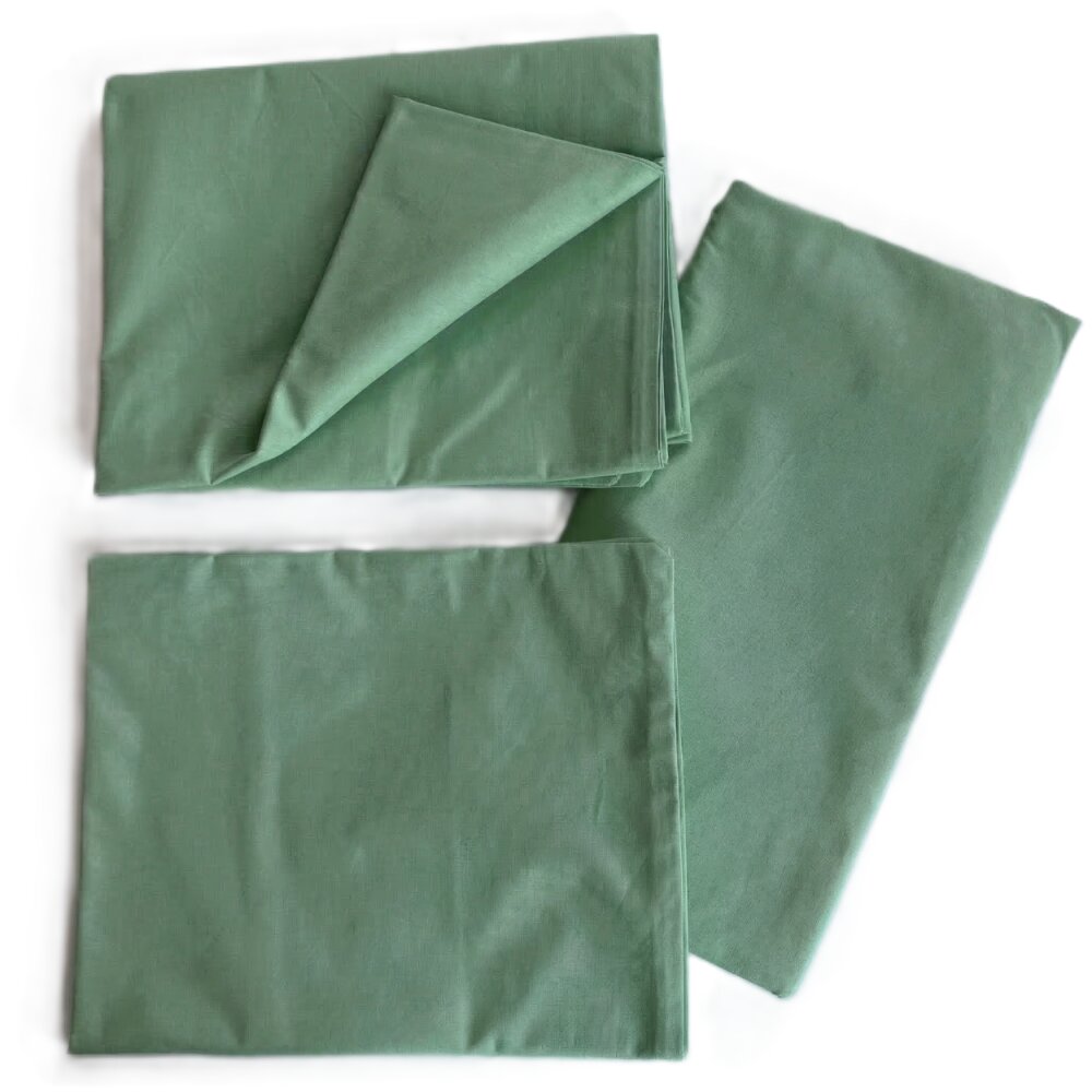 TWINDECO Lenjerie cu 3 piese din bumbac organic pentru patut 120x60 cm Verde menta