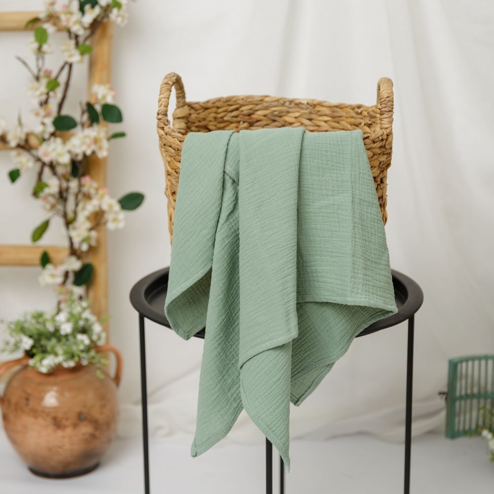 TWINDECO Paturica din muselina 120x100 cm Verde menta