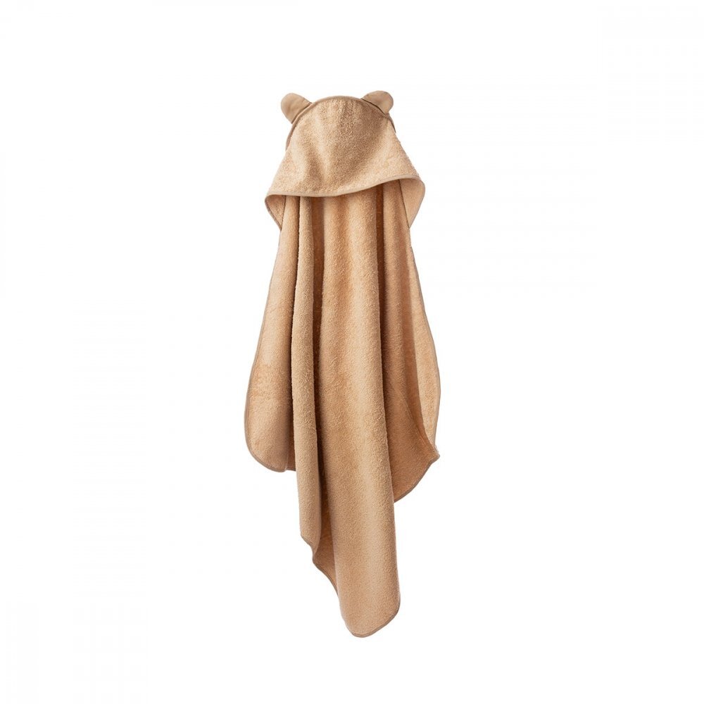 TWINDECO Prosop de baie cu gluga si urechi pentru copii 100x100 cm din bumbac Maro