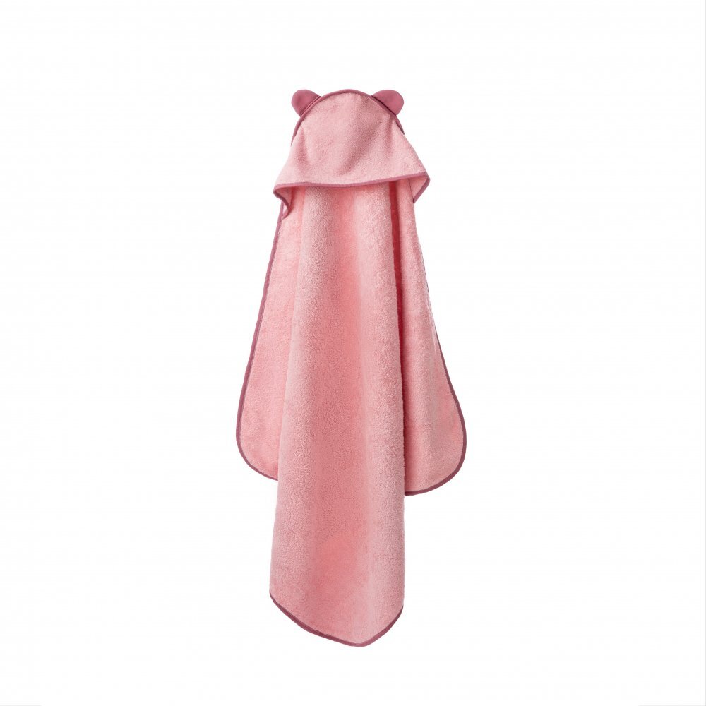 TWINDECO Prosop de baie cu gluga si urechi pentru copii 100x100 cm din bumbac Rose