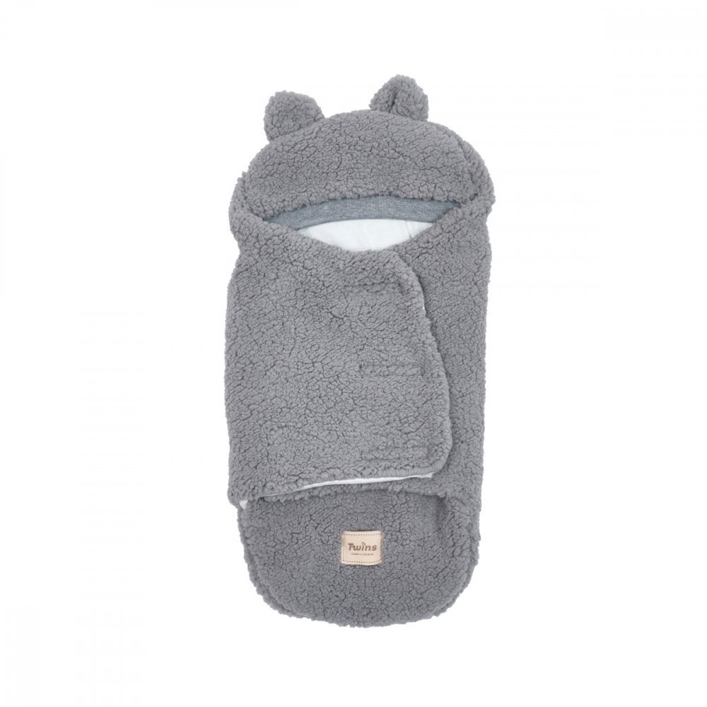 Twins Patura plic din bumbac pentru bebelusi Teddy gri