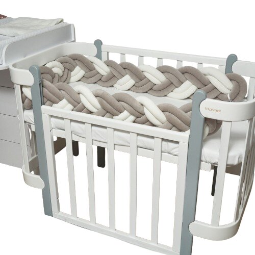 Twins Protectie laterala impletita din catifea pentru patut 240 cm Gri