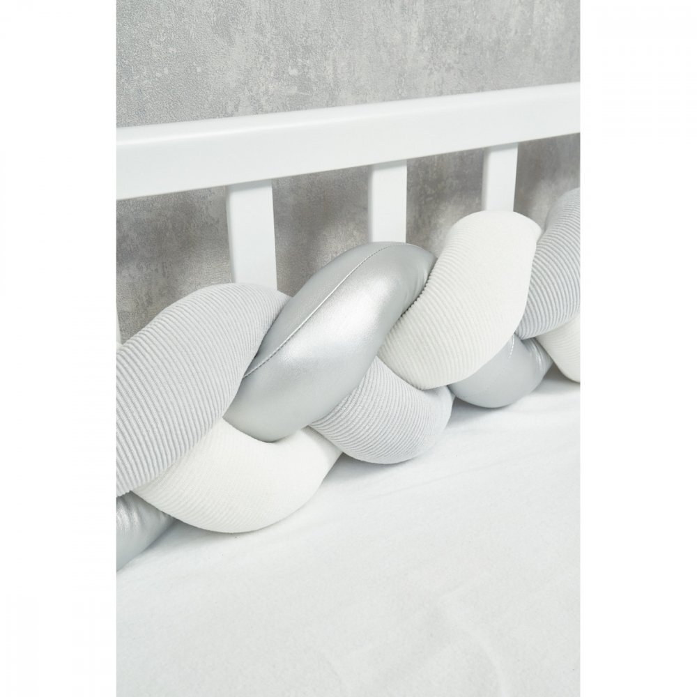 Twins Protectie laterala impletita din catifea pentru patut 240 cm gribej