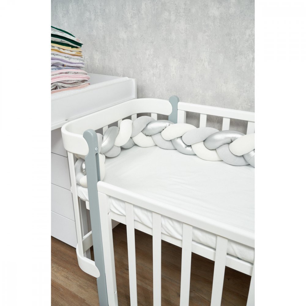 Twins Protectie laterala impletita din catifea pentru patut 240 cm gribej
