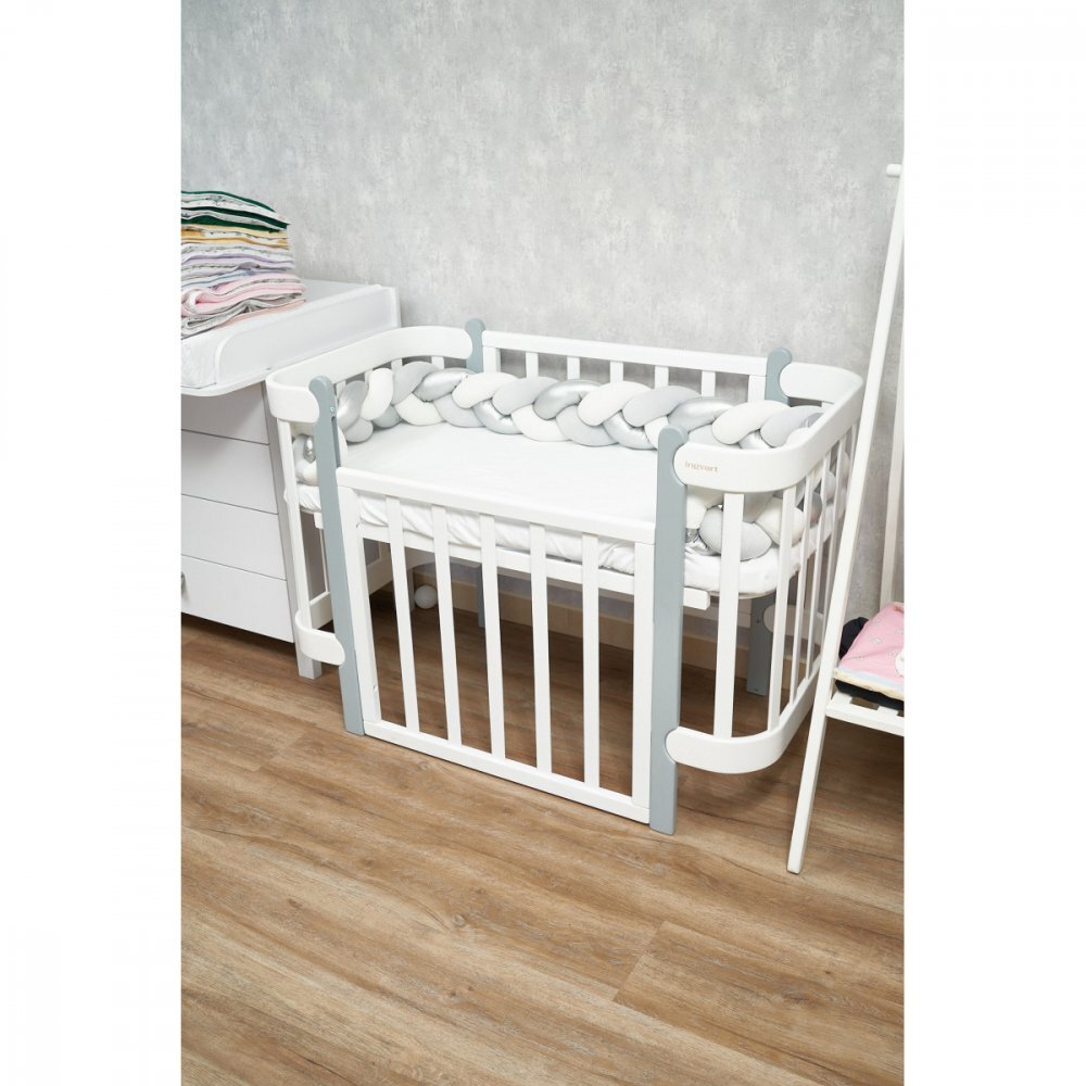 Twins Protectie laterala impletita din catifea pentru patut 240 cm gribej