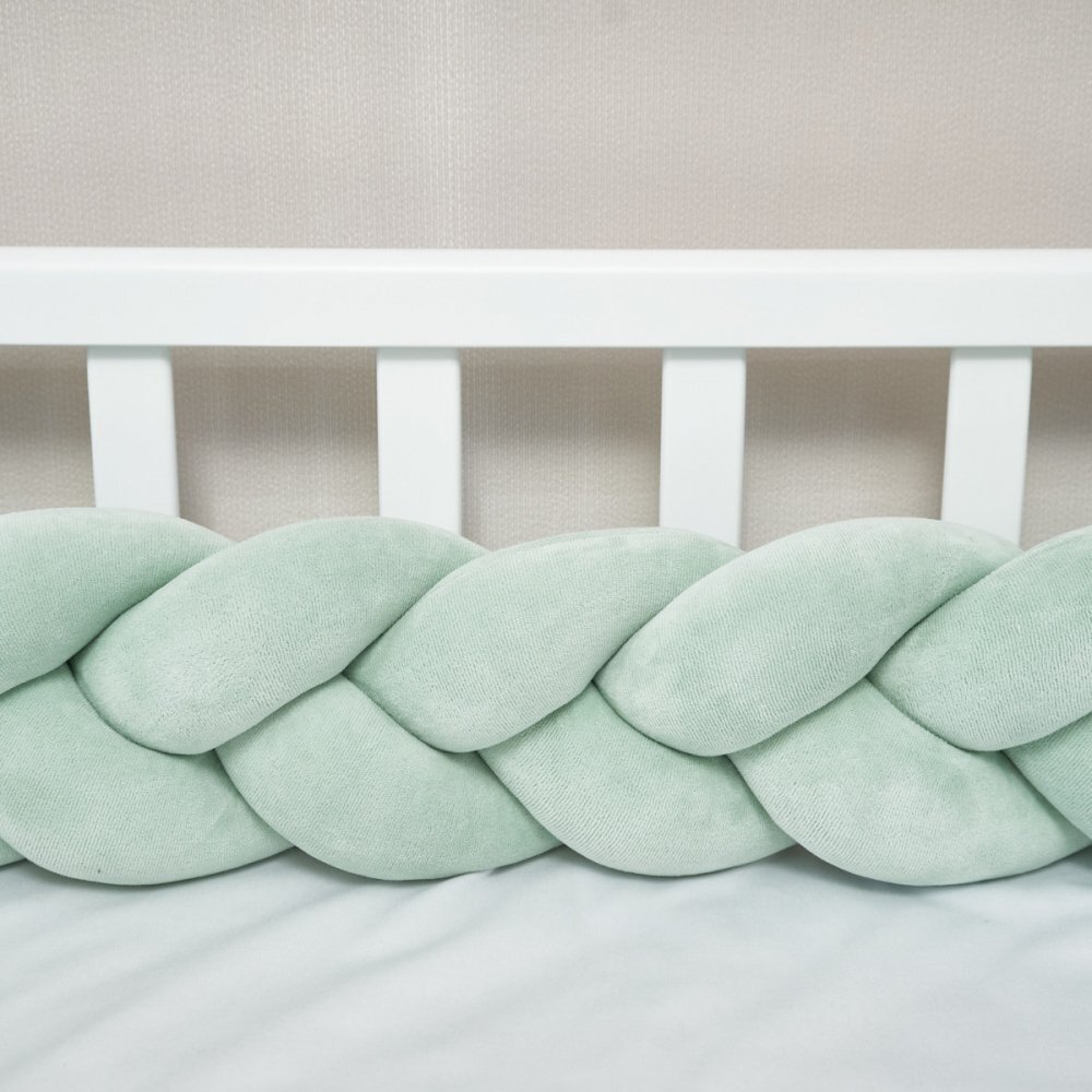 Twins Protectie laterala pentru patut din catifea impletita 240 cm Verde