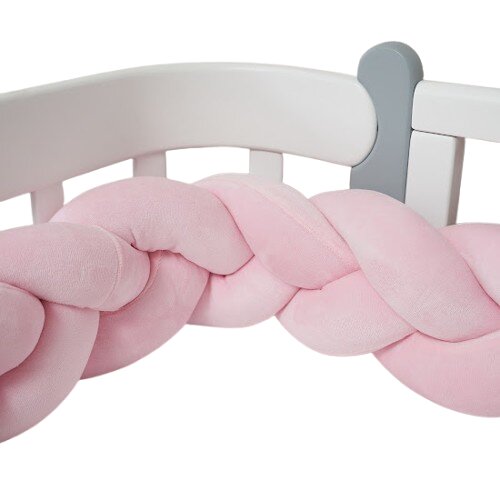 Twins Protectie laterala roz impletita tip cosita cu 3 fire 200 cm