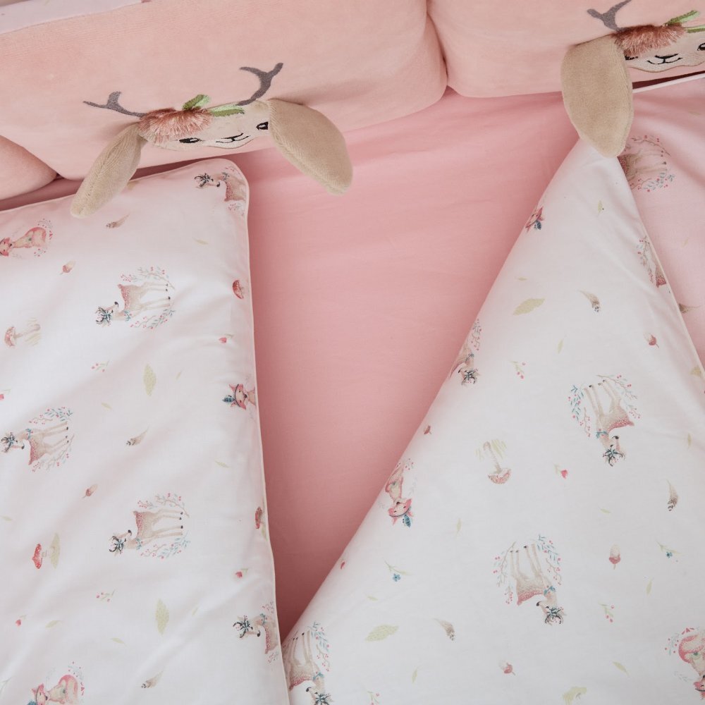 Twins Set de lenjerie de pat pentru copii Bambi 7 piese roz
