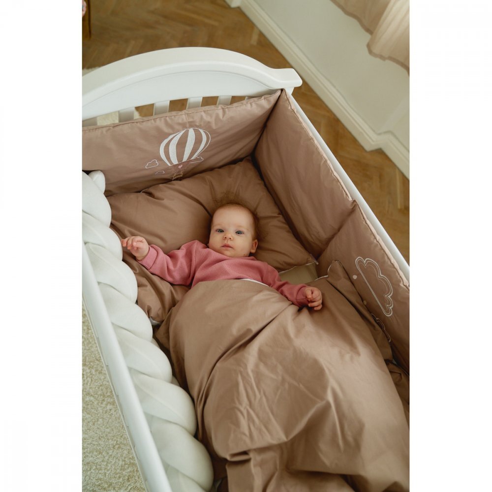 Twins Set de lenjerie din bumbac cu 7 piese pentru patut Fluffy Puffy