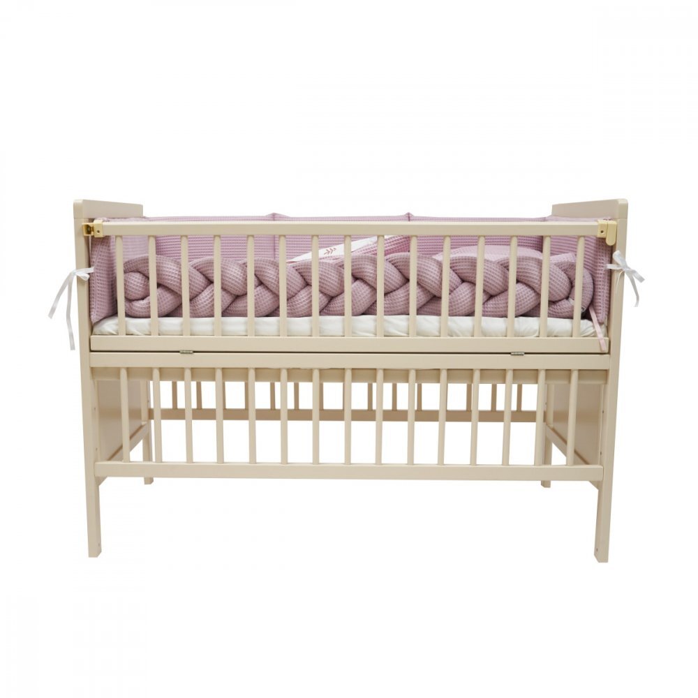 Twins Set de lenjerie din bumbac pentru patut cu 6 piese Waffle rozalb